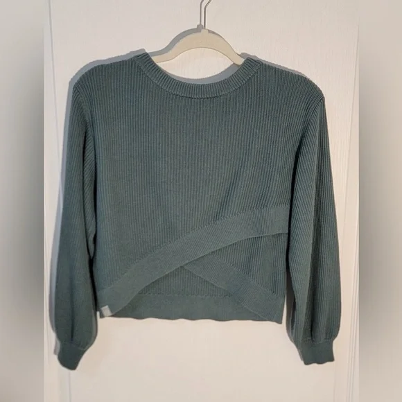 Lululemon Reversible Crossover Sweater•Knit Merino Wool•Medium Forest Green•Sz 4 - Picture 11 of 16